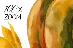 Hand-painted watercolor pumpkin with leaves and flowers Product Image 3