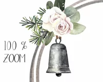 Watercolor Christmas wreath clipart with flowers and bell Product Image 3