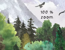 Watercolor mountain landscape clipart. Sublimation PNG fores Product Image 6