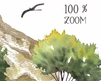 Watercolor mountain landscape clipart. Mountain scenery PNG Product Image 4