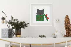 Christmas Kitties - Festive Cats Line Art Clip art & Pattern Product Image 2