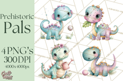 Dinosaur Clipart, Dino Nursery Art PNG Product Image 1