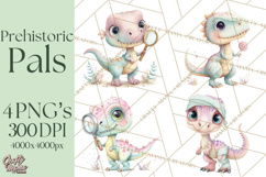 Dinosaur Clipart, Dino Nursery Art PNG Product Image 1