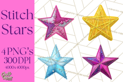 Mended Glitter Star Clipart, Stitched Star PNG, Patched Product Image 1