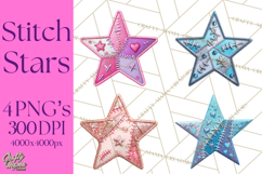 Mended Glitter Star Clipart, Stitched Star PNG, Patched Product Image 1