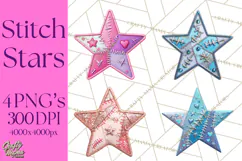 Mended Glitter Star Clipart, Stitched Star PNG, Patched Product Image 1