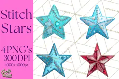 Mended Glitter Star Clipart, Stitched Star PNG, Patched Product Image 1