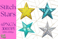 Mended Glitter Star Clipart, Stitched Star PNG, Patched Product Image 1