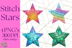Mended Glitter Star Clipart, Stitched Star PNG, Patched Product Image 1