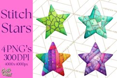 Mended Glitter Star Clipart, Stitched Star PNG, Patched Product Image 1
