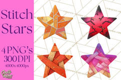 Mended Glitter Star Clipart, Stitched Star PNG, Patched Product Image 1