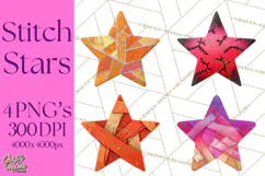 Mended Glitter Star Clipart, Stitched Star PNG, Patched Product Image 1