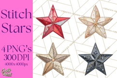 Mended Glitter Star Clipart, Stitched Star PNG, Patched Product Image 1