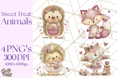 Sweet Treat Animals Clipart, Valentine Cupcake Cat PNG Product Image 1