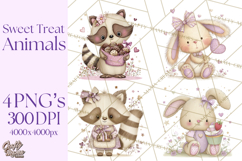 Sweet Treat Animals Clipart, Valentine Cupcake Cat PNG Product Image 1