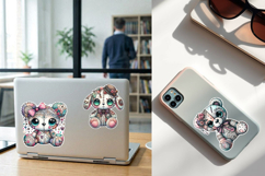 Zombie Teddy Bear. Halloween Stickers design PNG Product Image 2