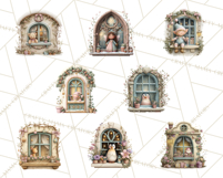 Cozy Christmas Village Window Clipart PNG for Crafts Product Image 3