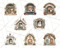 Cozy Christmas Village Window Clipart PNG for Crafts Product Image 5