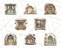 Cozy Christmas Village Window Clipart PNG for Crafts Product Image 6