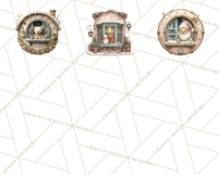 Cozy Christmas Village Window Clipart PNG for Crafts Product Image 9