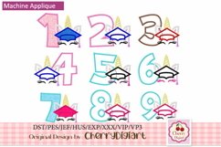 Unicorn Graduation Numbers applique embroidery machine 2278 Product Image 1