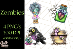 Bold Zombie Clipart PNG, Creepy Halloween Clip Art Product Image 1
