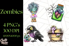 Bold Zombie Clipart PNG, Creepy Halloween Clip Art Product Image 1