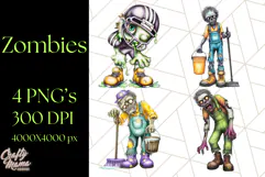 Bold Zombie Clipart PNG, Creepy Halloween Clip Art Product Image 1