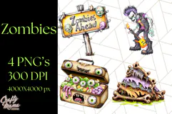 Bold Zombie Clipart PNG, Creepy Halloween Clip Art Product Image 1