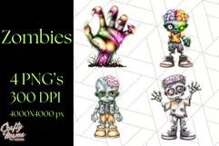 Bold Zombie Clipart PNG, Creepy Halloween Clip Art Product Image 1