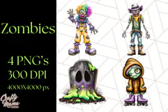 Bold Zombie Clipart PNG, Creepy Halloween Clip Art Product Image 1