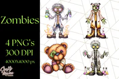 Bold Zombie Clipart PNG, Creepy Halloween Clip Art Product Image 1