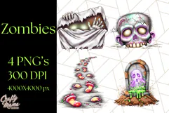Bold Zombie Clipart PNG, Creepy Halloween Clip Art Product Image 1