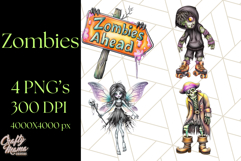 Bold Zombie Clipart PNG, Creepy Halloween Clip Art Product Image 1