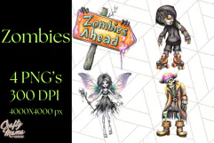Bold Zombie Clipart PNG, Creepy Halloween Clip Art Product Image 1