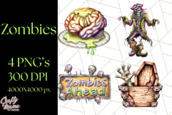 Bold Zombie Clipart PNG, Creepy Halloween Clip Art Product Image 1