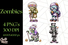 Bold Zombie Clipart PNG, Creepy Halloween Clip Art Product Image 1
