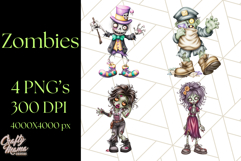 Bold Zombie Clipart PNG, Creepy Halloween Clip Art Product Image 1