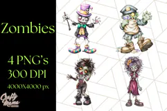 Bold Zombie Clipart PNG, Creepy Halloween Clip Art Product Image 1