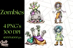 Bold Zombie Clipart PNG, Creepy Halloween Clip Art Product Image 1