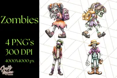 Bold Zombie Clipart PNG, Creepy Halloween Clip Art Product Image 1