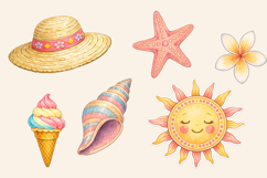 Pastel Watercolor Summer Clipart Set Product Image 3