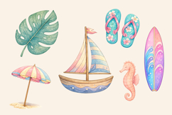 Pastel Watercolor Summer Clipart Set Product Image 2