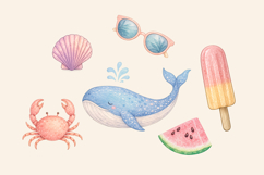 Pastel Watercolor Summer Clipart Set Product Image 4