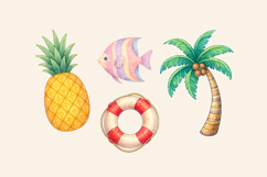 Pastel Watercolor Summer Clipart Set Product Image 5