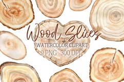 Watercolor Wood Slice Clipart |Rustic Slices Clip Art Product Image 1