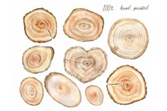 Watercolor Wood Slice Clipart |Rustic Slices Clip Art Product Image 3