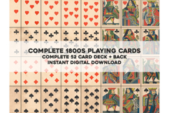 1800s Playing Card Deck Complete 52 Cards with Back Product Image 1