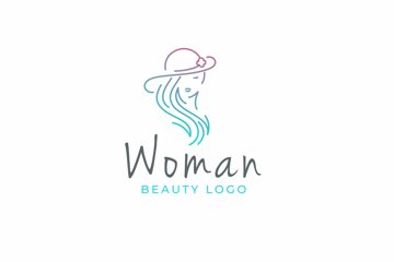 Monoline Woman with Hat Logo Design