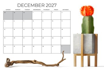 2027 8.5 x 11 Inch Calendar Template (2504475)